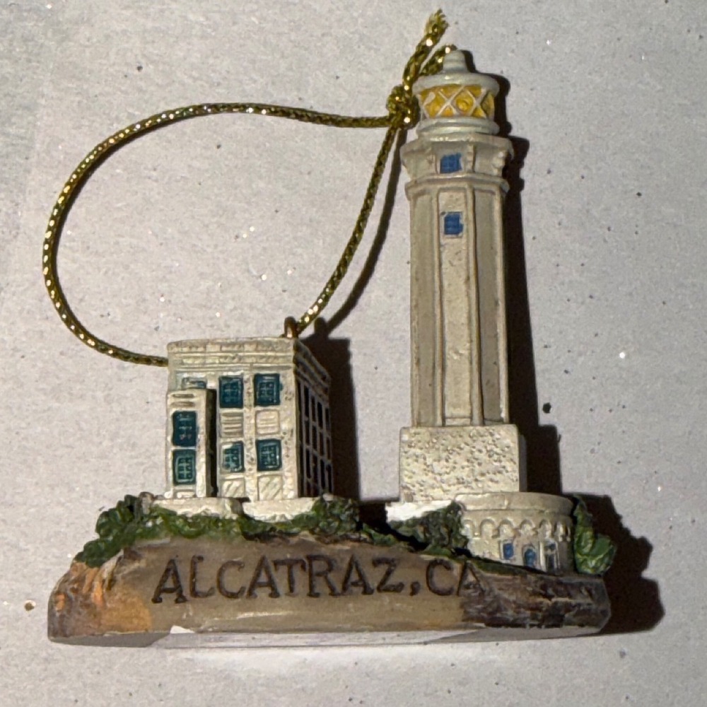 Alcatraz Island CA Lighthouse Prison Souvenir Christmas Ornament Golden Image